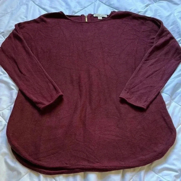 Michael Kors maroon scoop neck sweater zips in back size large - Picture 1 of 6